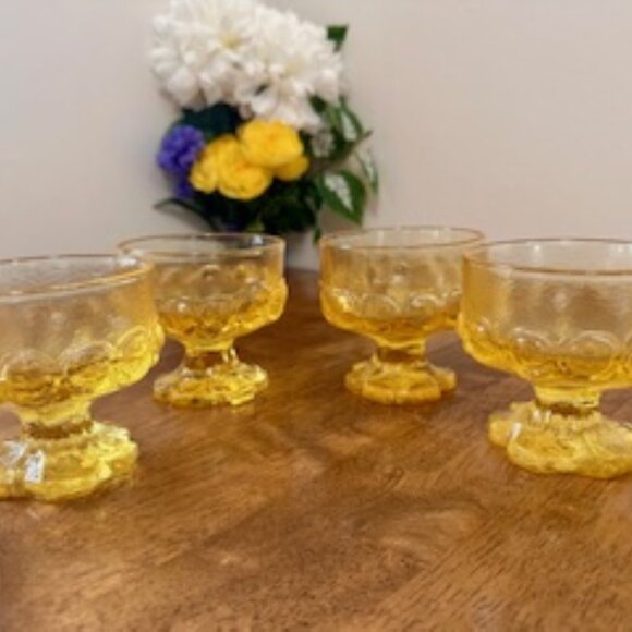 Vintage Tiffin Franciscan Madeira‎ Cornsilk Dessert Glasses Set of 4 - Picture 1 of 6